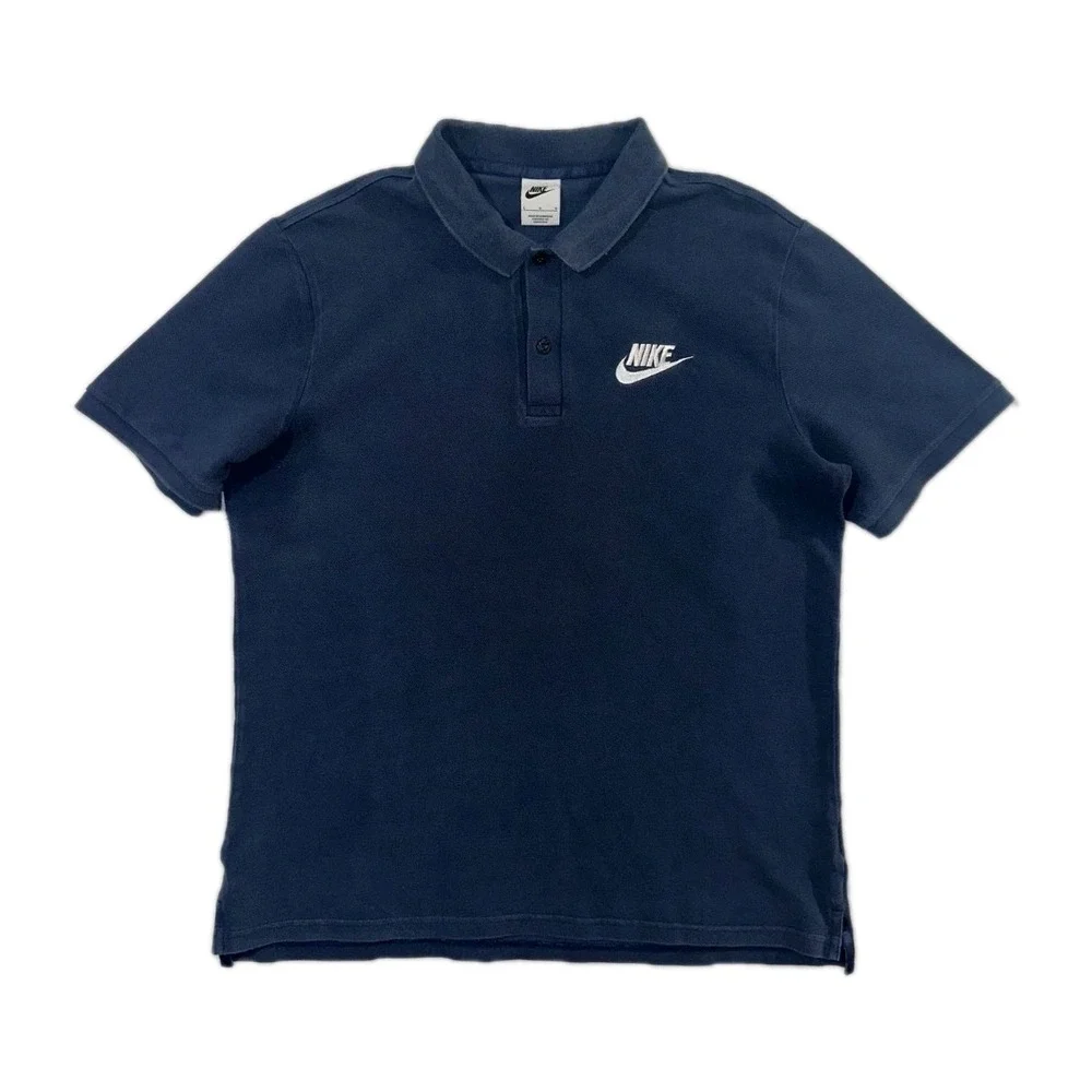 NIKE Men's L Navy Blue Polo Shirt Short Sleeve Athletic Golf USA Pullover Sports